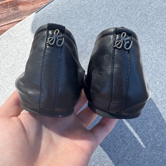 Sam Edelman Black Ballet Flats Round Toe Leather Comfort Shoes women's 8.5 - Picture 5 of 7